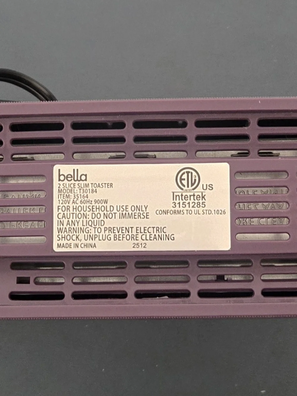 Bella 2 Slice Slim Toaster In Plum